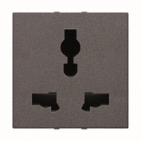 Розетка модульная с заземлением, 2P+E, 2M, 13-15 A, 127-230 В, антрацитовый ABB 2CLA223900N1801