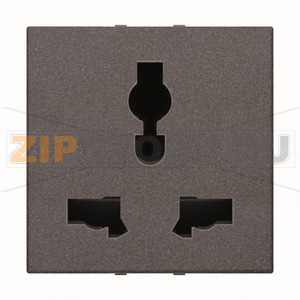 Розетка модульная с заземлением, 2P+E, 2M, 13-15 A, 127-230 В, антрацитовый ABB 2CLA223900N1801 