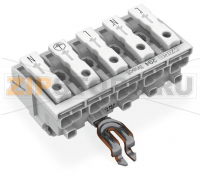Lighting connector; push-button, external; for Linect®; with angled snap-in ground contact; L-N-L-PE-N; 5-pole; Cod. L; Lighting side: for solid conductors; Inst. side: for all conductor types; max. 2.5 mm; Surrounding air temperature: max 85°C (T85);