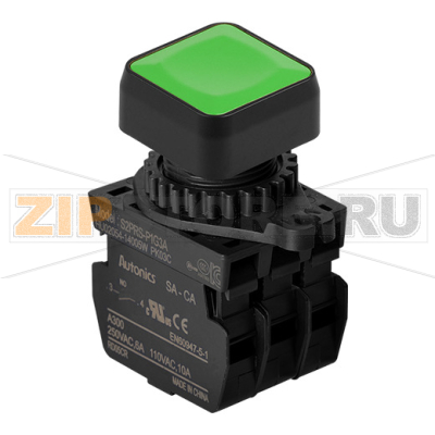 Выключатель кнопочный, Ø отверстия: 22/25 мм Autonics S2PRS-P1G3A 