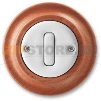 Переключатель одноклавишный, белый фарфор/натуральное дерево вишня ABB 2CHK590634C4052