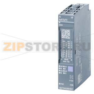 SIMATIC ET 200SP, МОДУЛЬ АНАЛОГОВОГО ВВОДА, AI 4XRTD/TC HF, ТЕРМОПАРЫ/ТЕРМОСОПРОТИВЛЕНИЯ, С УЛУЧШЕННЫМИ ХАРАКТЕРИСТИКАМИ, ДЛЯ УСТАНОВКИ НА БАЗОВЫЕ БЛОКИ ТИПА A0, A1, ЦВЕТОВОЙ КОД CC00, ДИАГНОСТИКА КАНАЛОВ, 16 БИТ, +/-0,1%, 2-/3-/4-ПРОВОДНОЕ ПОДКЛЮЧЕНИЕ Si 