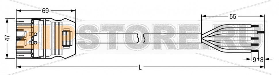 pre-assembled connecting cable; Cca; Plug/open-ended; 5-pole; Cod. I; H05Z1Z1-F 5G 1.5 mm; 4m; 1,50 mm; blue Wago 771-9385/266-401 Protected against mismating and maintenance-free...