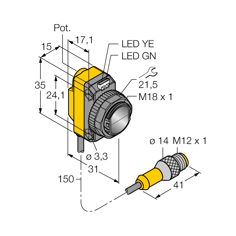 Датчик фотоэлектрический Turck QS18VP6LLPQPMA 