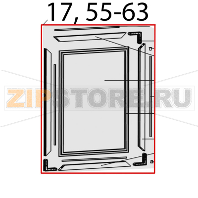 Door, complete Bartscher RT-78B-8 Door, complete Bartscher RT-78B-8Запчасть на деталировке под номером: 17, 55-63