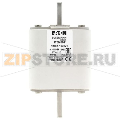 Предохранитель, 1250 A, AC 1000 В, 125 кА, DIN 3, 74x90x139 мм, aR, DIN, IEC Eaton FUSE 1250A 1 
