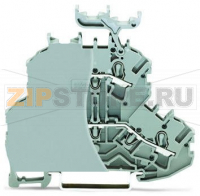 Double-deck terminal block; Through/through terminal block; with end plate; L/N; with marker carrier; Blue conductor entry upper deck; for DIN-rail 35 x 15 and 35 x 7.5; 2.5 mm; Push-in CAGE CLAMP®; 2,50 mm; gray Wago 2002-2233/099-000