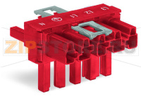 T-distribution connector; 5-pole; Cod. P; 1 input; 2 outputs; outputs on both sides; 3 locking levers; for flying leads; red Wago 770-922