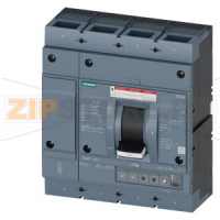 circuit breaker 3VA6 UL frame 1000 breaking capacity class  C 100kA @ 480 V 4-pole, line protection ETU330,  LIG, In=1000A overload protection Ir=400A ...1000A short circuit protection Ii=1,5...10 x In Siemens 3VA6610-7HM42-0AA0