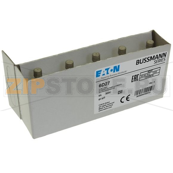 Предохранитель, 6 A, AC 500 В, 100 кА, D2, gL/gG, IEC с задержкой Eaton FUSE-D2 6A T GL/GG 500VAC 