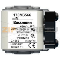 Предохранитель, 250 A, AC 690 В, 200 кА, size 1, 45x59x51 мм, aR, IEC UL Eaton FUSE 250A 690V