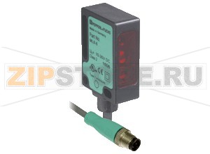 Диффузный датчик Diffuse mode sensor  ML8-8-200-RT/103/115b Pepperl+Fuchs Описание оборудованияDiffuse mode sensor, miniature design, 200 mm adjustable detection range, red light, light on, PNP output, fixed cable with M12 plug