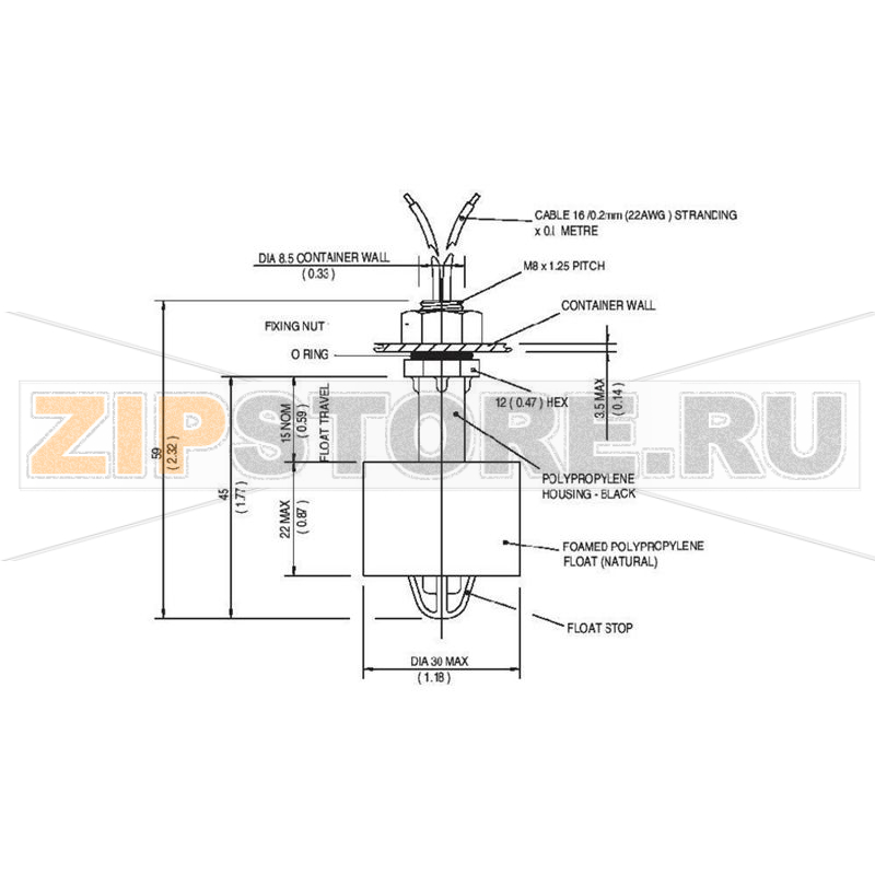 Переключатель поплавковый 250 В/AC, 1 А, IP65, 1 шт TE Connectivity VCS-02 