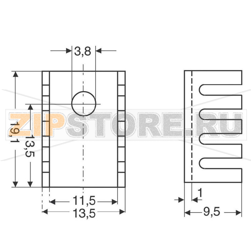 Радиатор мини 45 K/Вт, 13.5х9.5х19.1 мм, SOT 32/ТО 220 Fischer Elektronik FK 231 SA-220 