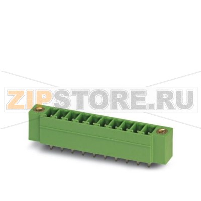 Ответная часть разъема Phoenix Contact EMCV 1,5/15-GF-3,5 Номинальный ток: 8 А, Расчетное напряжение (III/2): 160 В, Полюсов: 15, Размер шага: 3,5 мм, Цвет: зеленый, Поверхность контакта: олово, Монтаж: Запрессовка.Минимальный заказ: 50 шт.Упаковка: 50 шт.
