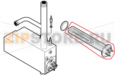 Steam generator heating element 7500w Lainox ME061T    Steam generator heating element 7500w Lainox ME061TЗапчасть на сборочном чертеже под номером: 10Название запчасти на английском&nbsp;языке: Steam generator heating element 7500w Lainox ME061T
