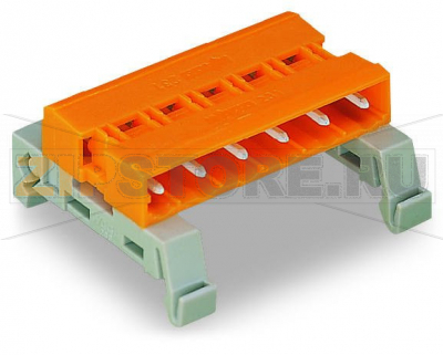 MCS MIDI Classic Штекерная часть электрического соединителя с двумя выводами; DIN-35 rail mounting; Шаг контактов 7,62 мм; 5-пол.; оранжевые Wago 232-585/007-000 Возможность подключения розеток мультиштекерной системы с подключенными кабельными жгутамиАдаптер для монтажа на DIN-рейку 35 ммС кодировочными ключами на обеих сторонах...