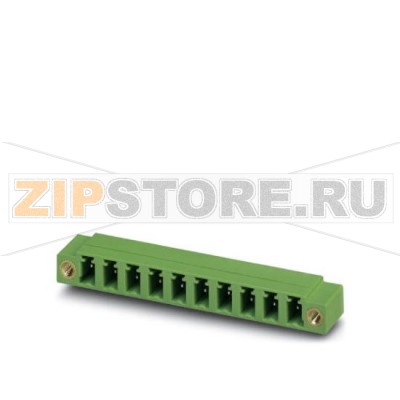 Ответная часть разъема Phoenix Contact MC 1,5/ 3-GF-5,08 Номинальный ток: 8 А, Расчетное напряжение (III/2): 320 В, Полюсов: 3, Размер шага: 5,08 мм, Цвет: зеленый, Поверхность контакта: олово, Монтаж: пайка.Минимальный заказ: 50 шт.Упаковка: 50 шт.