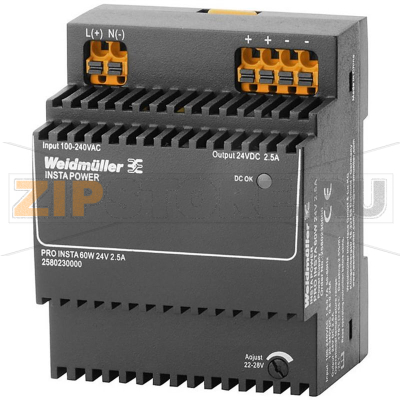 Блок питания 24 В/DC, 2.5 А, 60 Вт Weidmüller PRO INSTA 60W 24V 2.5A 