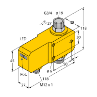 Датчик потока встраиваемый в линию с оценочной электроникой Turck FCI-D20A4P-AP8X-H1141