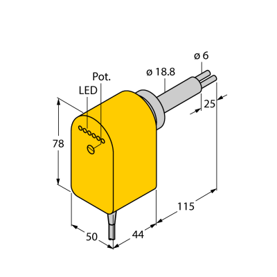 Датчик потока погружного типа с оценочной электроникой Turck FCS-HA2P-VRX/24VDC/AL115 6M 