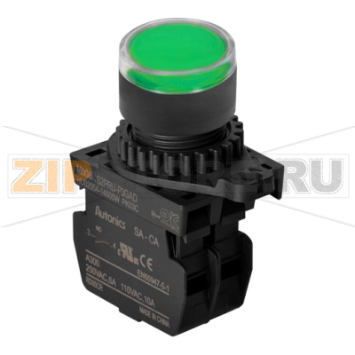 Выключатель кнопочный, Ø отверстия: 22/25 мм Autonics S2PRU-P3GAL 