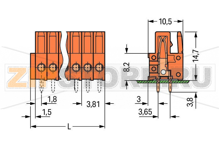 MCS MINI Розетка под пайку THT; 0.9 x 0.9 mm solder pin; прямые; 100% защита от неправильного подсоединения; Шаг контактов 3,81 мм; 14-пол.; оранжевые Wago 734-514 Встроенные тестовые порты для тестовых штекеров O 2 ммДля соединений "провод-провод" и "плата-провод"Выходы под печатные платы с защитой от касанияОтдельная изоляция входов и выходов.100% защита от неправильного подсоединенияВозможны варианты кодировки...