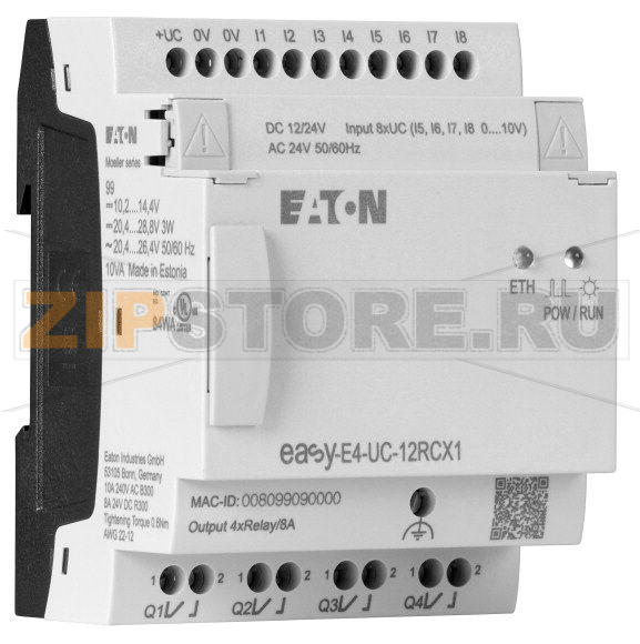 Реле управления, easyE4, 12/24 В пост. тока, 24 В перем. тока Eaton EASY-E4-UC-12RCX1 