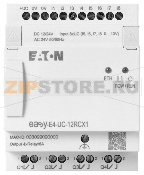 Реле управления, easyE4, 12/24 В пост. тока, 24 В перем. тока Eaton EASY-E4-UC-12RCX1 