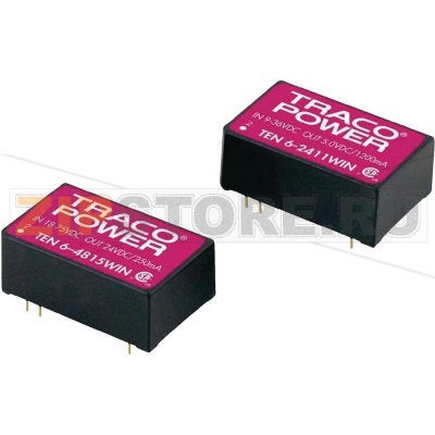Преобразователь DC/DC для авто, 48 V/DC, 5 V/DC, 1.2 A, 6 W Traco Power TEN 6-4811WIN 