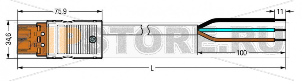 pre-assembled connecting cable; Eca; Plug/open-ended; 3-pole; Cod. A/S; 4m; 1,50 mm; black/brown Wago 771-5001/132-000 Protected against mismating and maintenance-freeAdditional variable coding is possible....