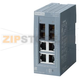 SCALANCE XB004-2 unmanaged Industrial Ethernet Switch for 10/100 Mbit/s; for setting up small star and line topologies; LED diagnostics, IP20, 24V DC power supply,  with 4x 10/100 Mbit/s twisted pair ports with RJ45 sockets; 2x 100 Mbit/s multimode glass 