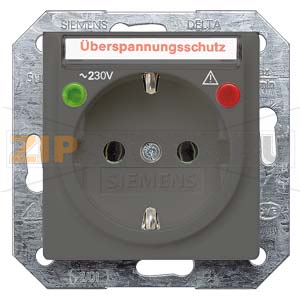 DELTA I-SYSTEM ЧЕРНЫЙ МЕТАЛЛИК РОЗЕТКА SCHUKO 10 DC/16A AC 250В C ЗАЩИТНЫМ КОНТАКТОМ C БЕЗРЕЗЬБОВЫМИ КОНТАКТНЫМИ ЗАЖИМАМИ С ЗАЩИТОЙ ОТ ПЕРЕНАПРЯЖЕНИЙ, ФУНКЦИОНАЛЬНЫМИ ИНДИКАТОРАМИ И ПОЛЕМ ДЛЯ НАДПИСИ ЭЛ.-МЕХ.ЧАСТЬ Siemens 5UB1926 