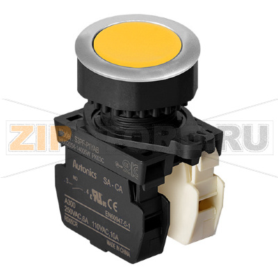 Выключатель кнопочный, головка: круглая, утопленная, Ø отверстия: 30 мм Autonics S3PF-P1YAB 