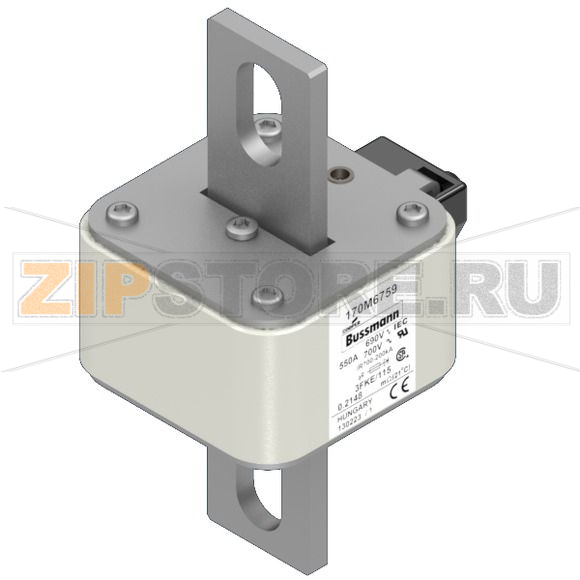 Предохранитель, 550 A, AC 690 В, 200 кА, size 3, 76x92x139 мм, aR, IEC UL Eaton FUSE 550A 690V 