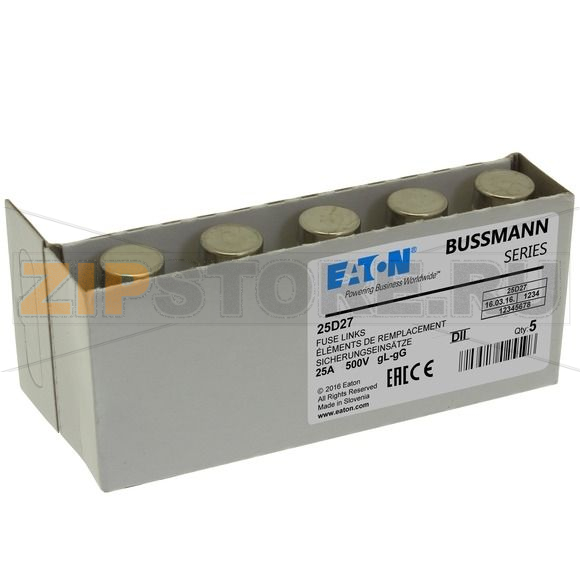 Предохранитель, 35 A, AC 500 В, 50 кА, D2, gL/gG, IEC с задержкой Eaton FUSE 35A D11/E27 GL 500V 