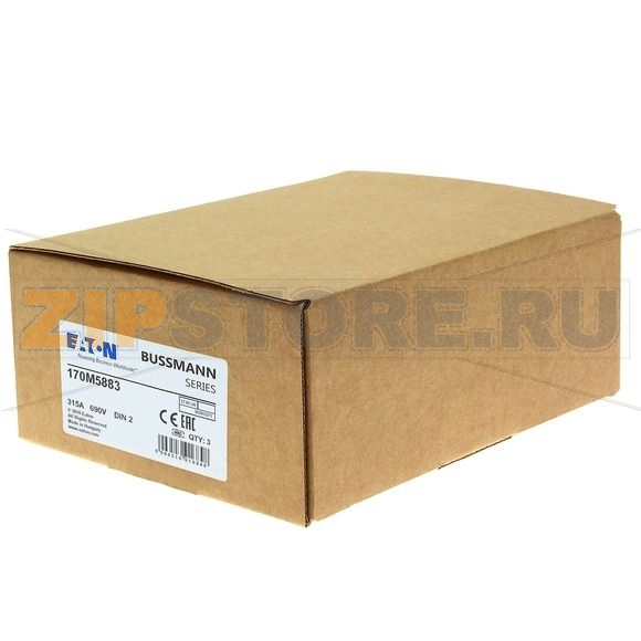 Предохранитель, 315 A, AC 690 В, 200 кА, DIN 2, 60x74x150 мм, gR, DIN, IEC Eaton FUSE 315A 690V 