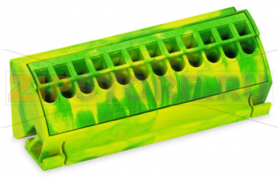 Клеммы шины с заземлением; для шин (10 x 3) мм; 12-пол.; 4 mm?; Push-in CAGE CLAMP®; 4,00 mm?; зеленые-желто Wago 812-100 