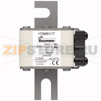 Предохранитель, 1100 A, AC 600 В, 200 кА, 2, 61x77x108 мм, aR, DIN, IEC Eaton FUSE 1100A 600V 2