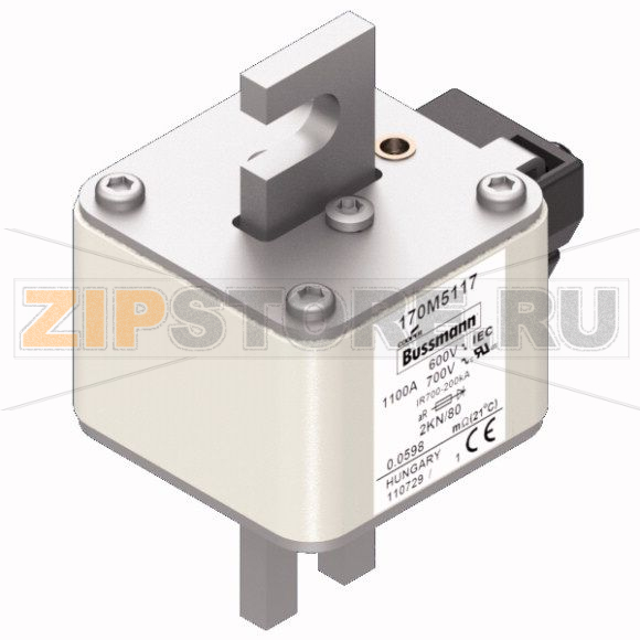 Предохранитель, 1100 A, AC 600 В, 200 кА, 2, 61x77x108 мм, aR, DIN, IEC Eaton FUSE 1100A 600V 2 