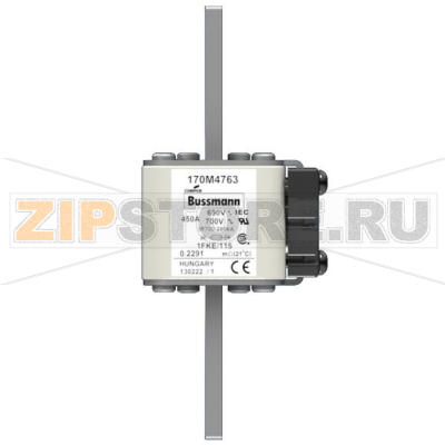 Предохранитель, 450 A, AC 690 В, 200 кА, size 1, 53x69x136 мм, aR, IEC UL Eaton FUSE 450A 690V 