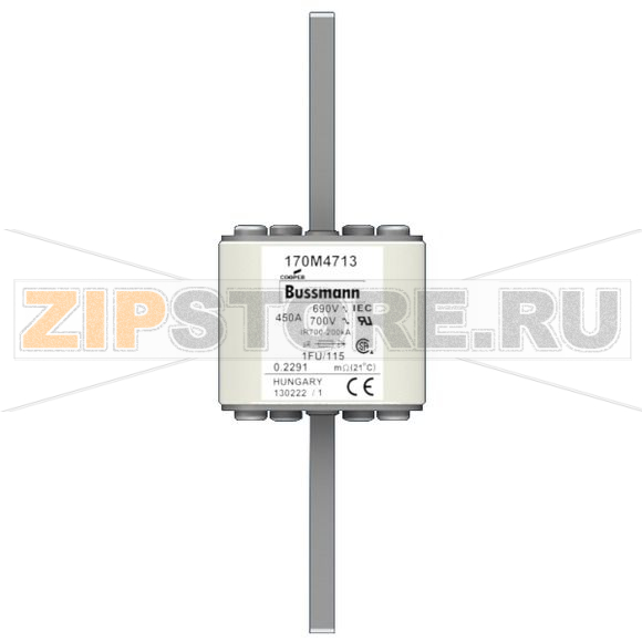 Предохранитель, 450 A, AC 690 В, 200 кА, size 1, 53x69x136 мм, aR, IEC UL Eaton FUSE 450A 690V 