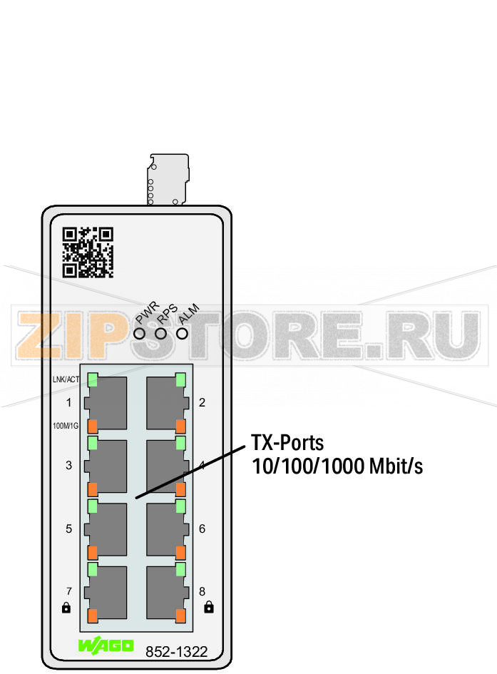 Промышленный управляемый переключатель; 8-портовый 1000Base-T; Безопасность MAC Wago 852-1322 