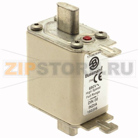 Предохранитель, 63 A, AC 690 В, 200 кА, DIN 00, 30x60x79 мм, gR, DIN, IEC Eaton FUSE 63A 690V D 
