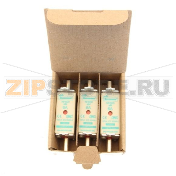 Предохранитель, 6 A, AC 690 В, 120 кА, NH000, aM, IEC Eaton NH FUSE 6AMP 690V aM SIZE 000 