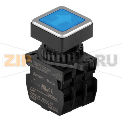 Выключатель кнопочный, головка: квадратная, Ø отверстия: 30 мм Autonics SQ3PFS-P3BL2ADM 