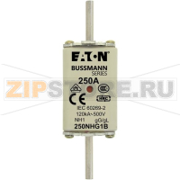 Предохранитель, 250 A, AC 500 В, 120 кА, NH1, gL/gG, IEC Eaton NH FUSE 250A 500V GG/GL SIZE 1