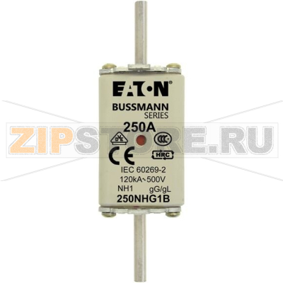Предохранитель, 250 A, AC 500 В, 120 кА, NH1, gL/gG, IEC Eaton NH FUSE 250A 500V GG/GL SIZE 1 