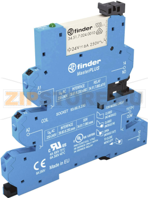 Модуль реле интерфейсный 240 V (DC), 240 V (AC), 6 A Finder 39.61.0.240.0060 