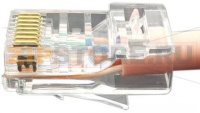 Hyperline PLEZ-8P8C-U-C5-100 Разъем легкой оконцовки RJ-45 (8P8C) под витую пару, категория 5e (50 µ"/ 50 микродюймов), универсальный (для одножильного и многожильного кабеля) (100 шт.)